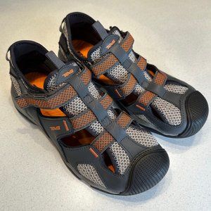 Teva Putian Sport Sandal Shoe Closed Toe Gray Orange Unisex Boys Size 7